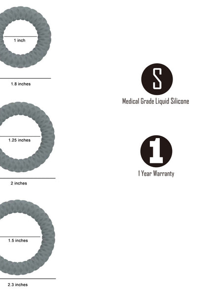 Maia ONYX - Grey Cock Ring Set - Set of 3 Sizes