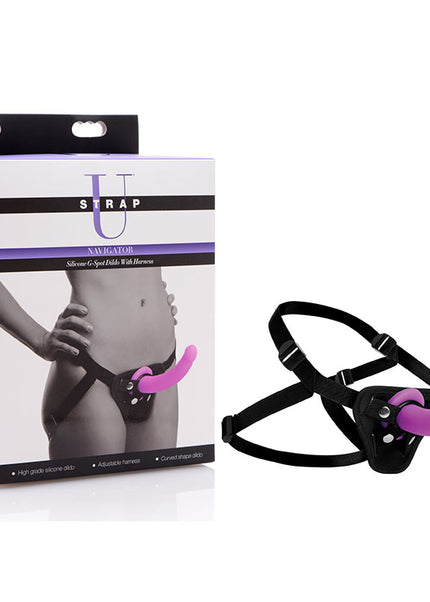 Strap-U Navigator - Purple 16.5 cm Silicone G-Spot Strap-On