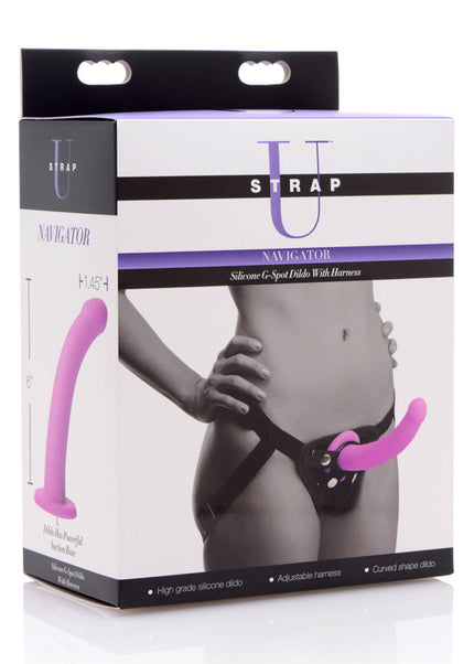 Strap-U Navigator - Purple 16.5 cm Silicone G-Spot Strap-On