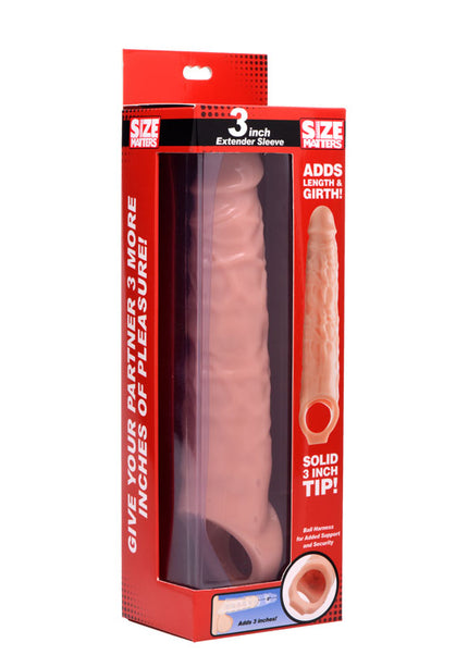 Size Matters 3'' Flesh Penis Extender Sleeve - Flesh Penis Extension Sleeve