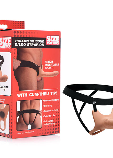 Size Matters Silicone Dildo Strap-On - Flesh 15.2 cm Hollow Strap-On
