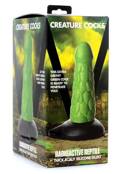 Creature Cocks Radioactive Reptile Thick Scaly Silicone Dildo - Green 19 cm Dildo