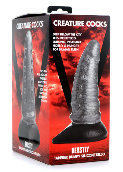 Creature Cocks Beastly Tapered Bumpy Silicone Dildo - Silver 21 cm Bumpy Dildo