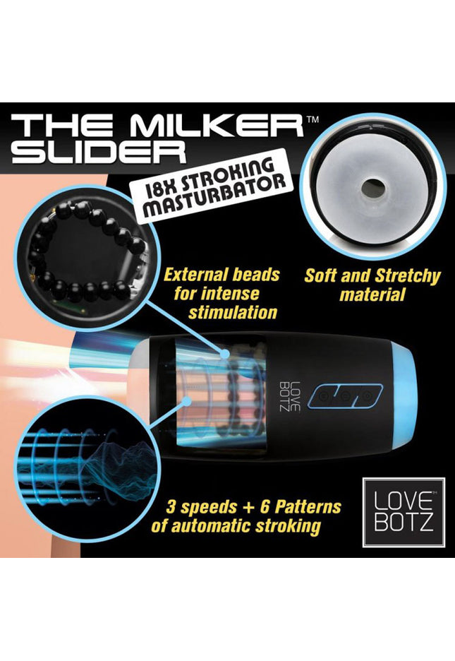 LoveBotz The Milker Slider 18X Stroking Masturbator - USB Rechargeable Stroking Masturbator