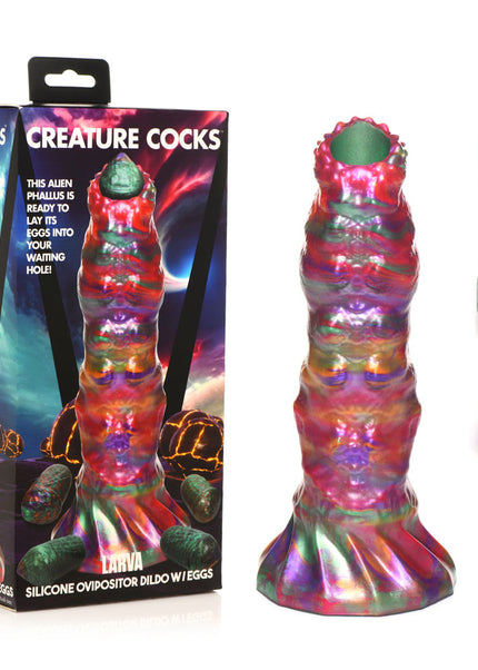 Creature Cocks Larva Silicone Dildo - Coloured 22.9 cm Fantasy Dildo with Eggs