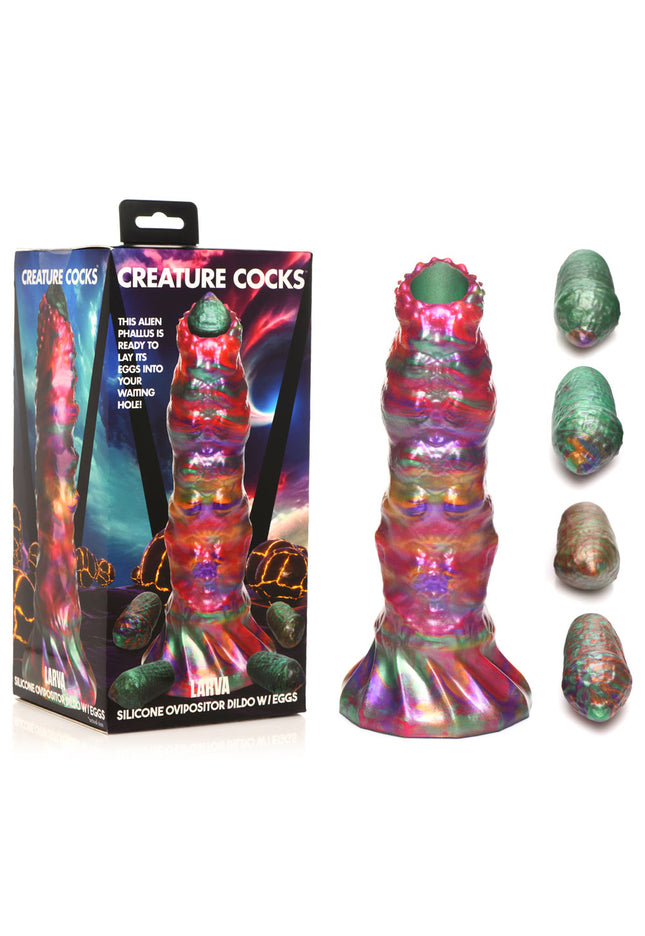 Creature Cocks Larva Silicone Dildo - Coloured 22.9 cm Fantasy Dildo with Eggs