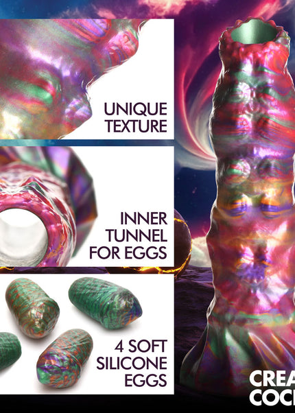 Creature Cocks Larva Silicone Dildo - Coloured 22.9 cm Fantasy Dildo with Eggs