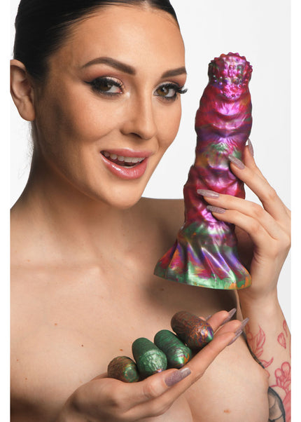 Creature Cocks Larva Silicone Dildo - Coloured 22.9 cm Fantasy Dildo with Eggs