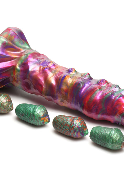 Creature Cocks Larva Silicone Dildo - Coloured 22.9 cm Fantasy Dildo with Eggs