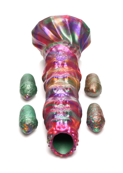 Creature Cocks Larva Silicone Dildo - Coloured 22.9 cm Fantasy Dildo with Eggs