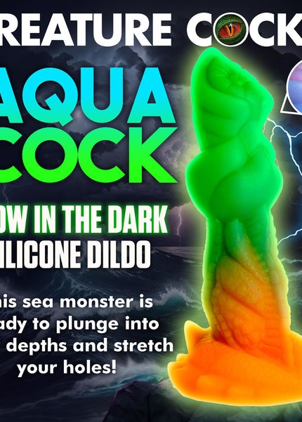 Creature Cocks Aqua-Cock - Glow in Dark Multi-Coloured 19.3 cm Fantasy Dildo