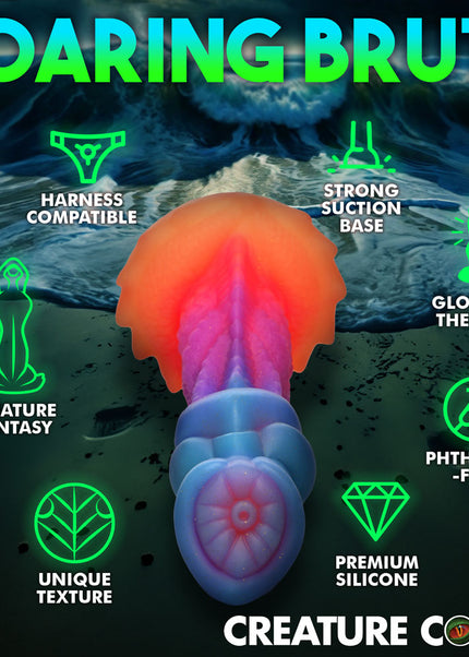 Creature Cocks Aqua-Cock - Glow in Dark Multi-Coloured 19.3 cm Fantasy Dildo
