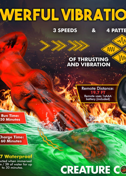Creature Cocks Hell Wolf - Red 22 cm USB Rechargeable Thrusting Fantasy Dildo