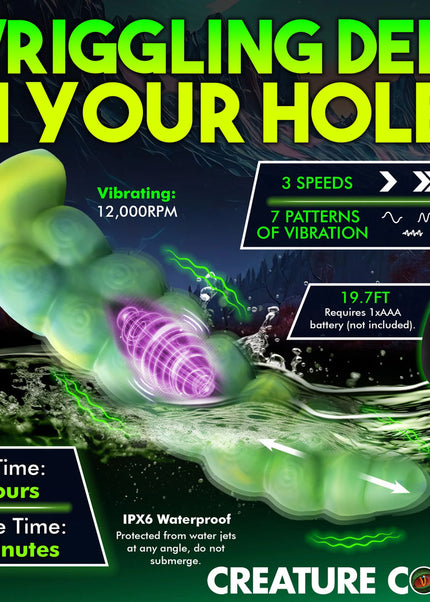 Creature Cocks Squirmer - Green 22.3 cm USB Rechargeable Thrusting Fantasy Dildo