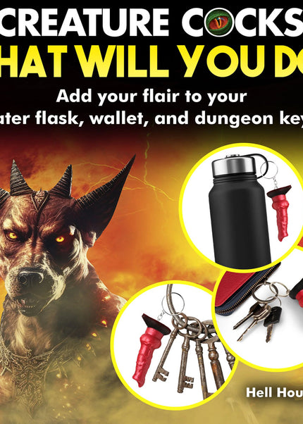 Creature Cocks Hell-Hound Keychain - Novelty Fantasy Dildo Keyring