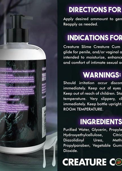 Creature Slime by Creature Cocks - Creature Cum - Cum Lubricant - 473 ml Pump Bottle