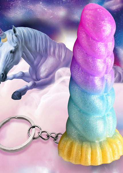 Creature Cocks Mystique Unicorn Keychain - Novelty Fantasy Dildo Keyring