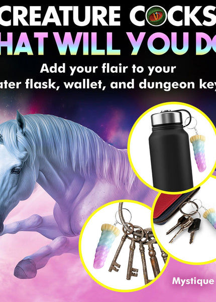 Creature Cocks Mystique Unicorn Keychain - Novelty Fantasy Dildo Keyring