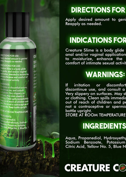 Creature Slime by Creature Cocks - Green Slime - Green Water Based Lubricant - 118 ml Bottle