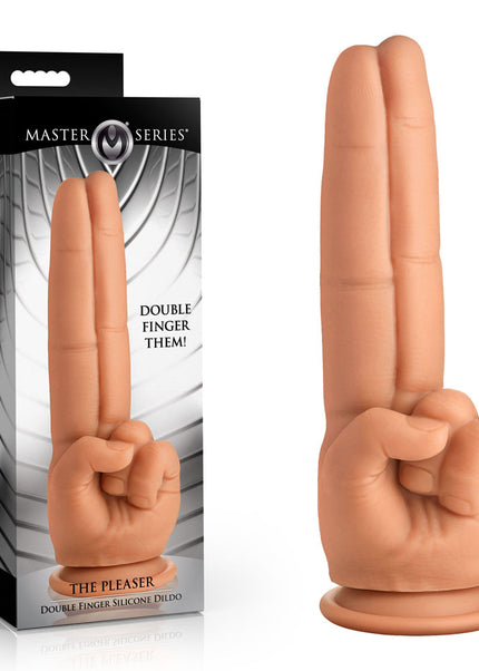 Master Series The Pleaser - Flesh 23.6 cm Double Finger Dildo