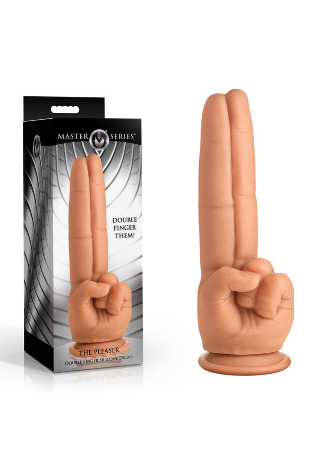 Master Series The Pleaser - Flesh 23.6 cm Double Finger Dildo