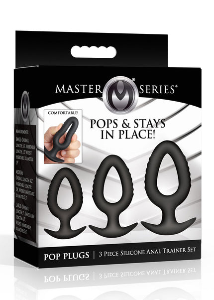 Master Series Pop Plugs - Black Anal Plug Trainer Set - Set of 3 Sizes