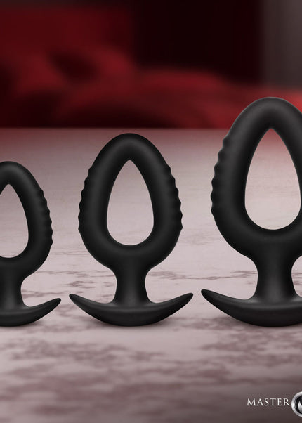 Master Series Pop Plugs - Black Anal Plug Trainer Set - Set of 3 Sizes
