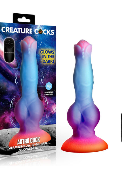 Creature Cocks Astro Cock - Glow In Dark 20.6 cm Vibrating Fantasy Dildo with Remote