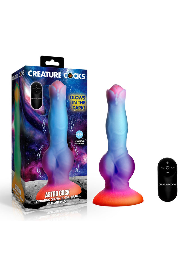 Creature Cocks Astro Cock - Glow In Dark 20.6 cm Vibrating Fantasy Dildo with Remote