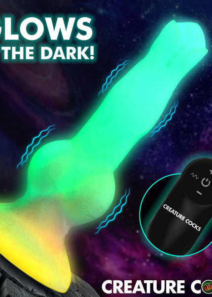 Creature Cocks Astro Cock - Glow In Dark 20.6 cm Vibrating Fantasy Dildo with Remote