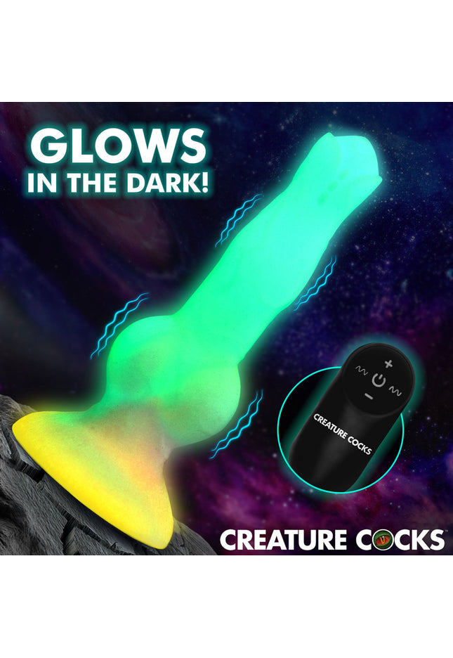 Creature Cocks Astro Cock - Glow In Dark 20.6 cm Vibrating Fantasy Dildo with Remote