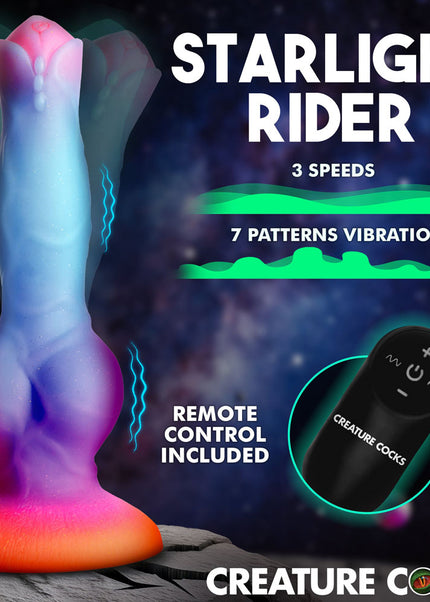 Creature Cocks Astro Cock - Glow In Dark 20.6 cm Vibrating Fantasy Dildo with Remote
