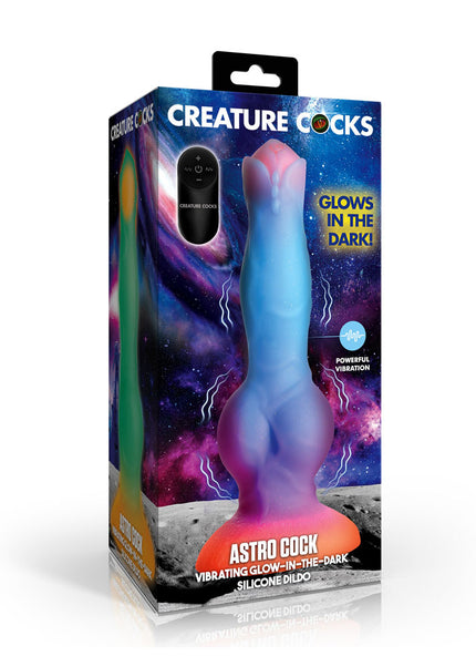Creature Cocks Astro Cock - Glow In Dark 20.6 cm Vibrating Fantasy Dildo with Remote