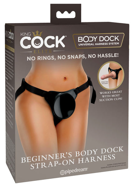 King Cock Elite Beginner's Body Dock Strap-On Harness - Black Adjustable Strap-On Harness (No probe included)