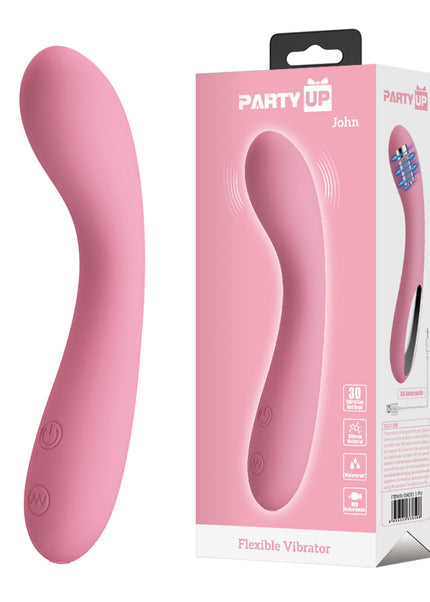 Party Up JOHN Flexible Vibe - Pink - Pink 16 cm USB Rechargeable Vibrator