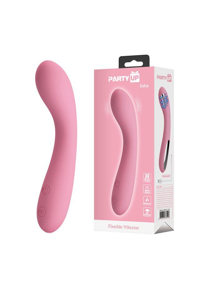 Party Up JOHN Flexible Vibe - Pink - Pink 16 cm USB Rechargeable Vibrator