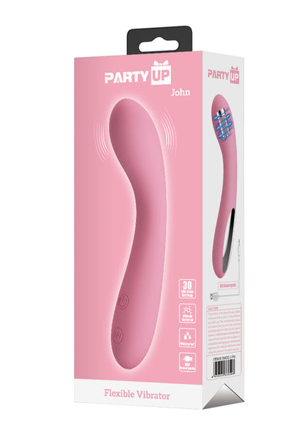 Party Up JOHN Flexible Vibe - Pink - Pink 16 cm USB Rechargeable Vibrator