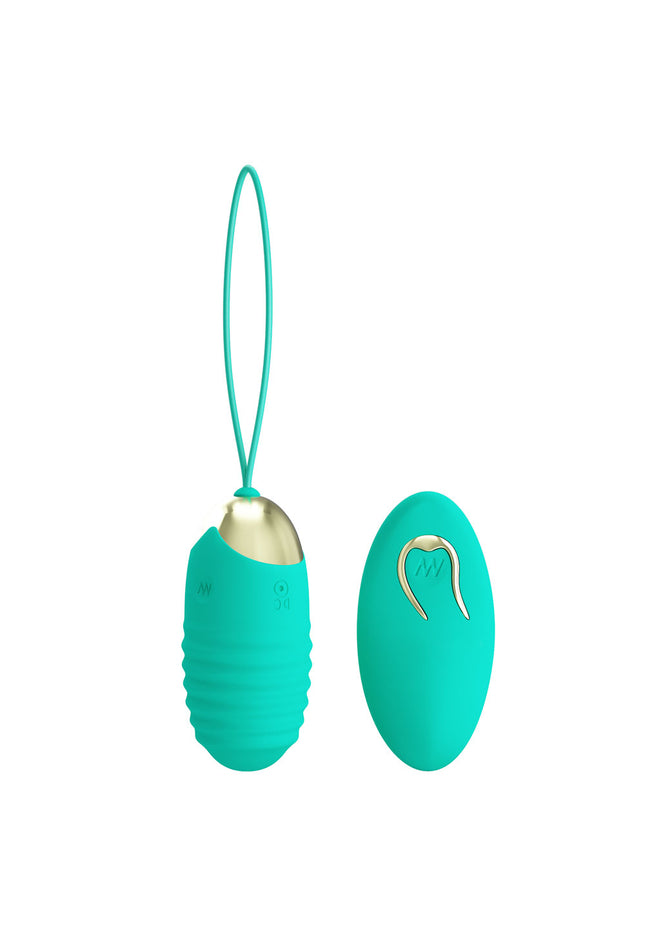 Party Up IAN Remote Egg - Teal - Teal USB Rechargeable Vibrating Egg with Wireless Remote