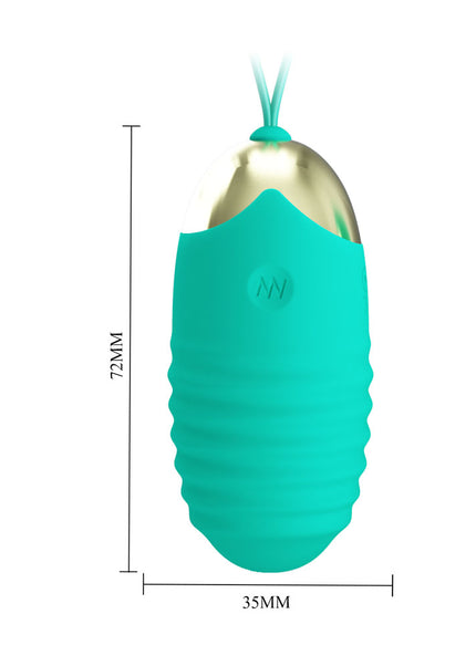Party Up IAN Remote Egg - Teal - Teal USB Rechargeable Vibrating Egg with Wireless Remote