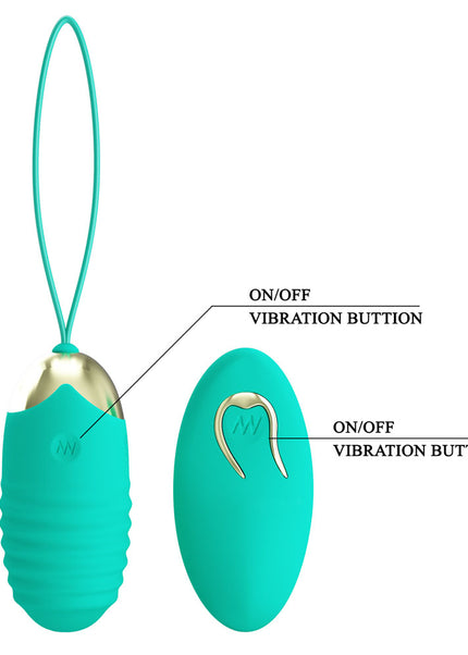 Party Up IAN Remote Egg - Teal - Teal USB Rechargeable Vibrating Egg with Wireless Remote