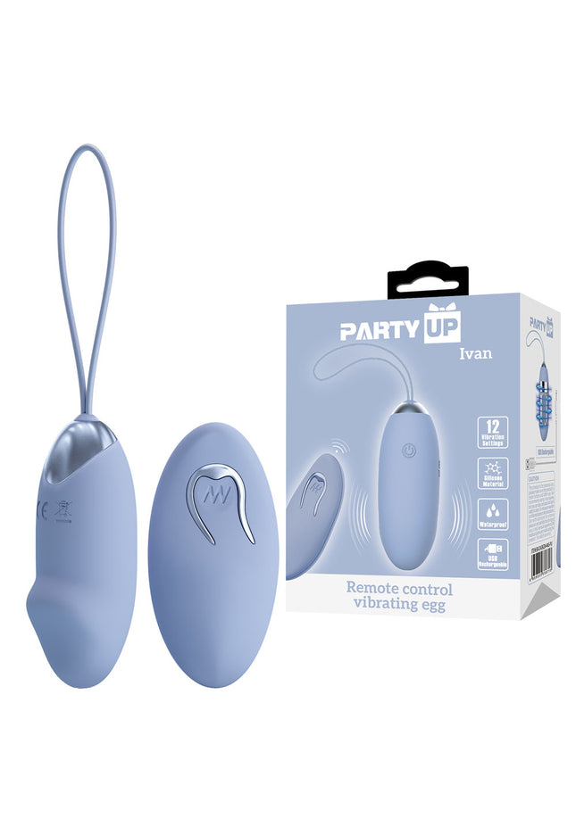 Party Up IVAN Remote Egg - Purple - Purple USB Rechargeable Vibrating Egg with Wireless Remote