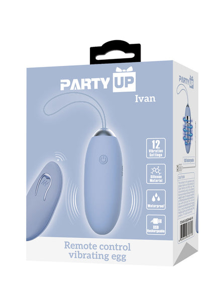 Party Up IVAN Remote Egg - Purple - Purple USB Rechargeable Vibrating Egg with Wireless Remote