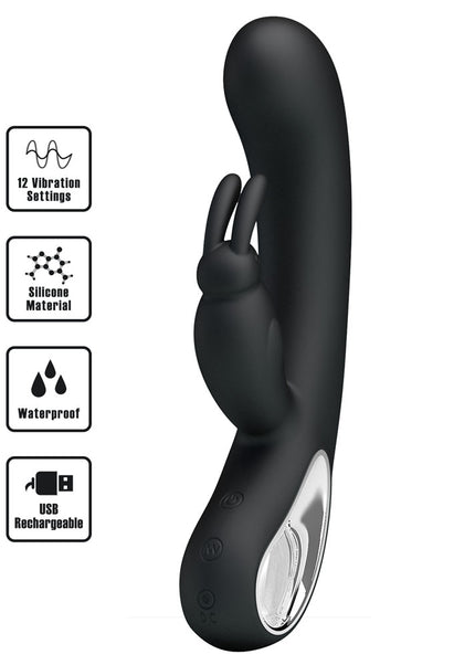 Party Up COLIN Rabbit Vibe - Black - Black 21 cm USB Rechargeable Rabbit Vibrator
