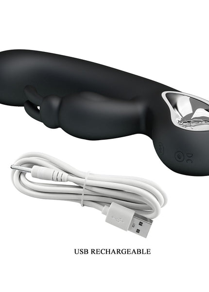 Party Up COLIN Rabbit Vibe - Black - Black 21 cm USB Rechargeable Rabbit Vibrator