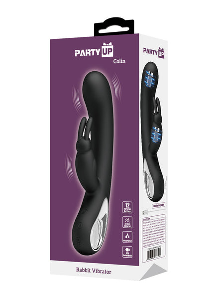 Party Up COLIN Rabbit Vibe - Black - Black 21 cm USB Rechargeable Rabbit Vibrator
