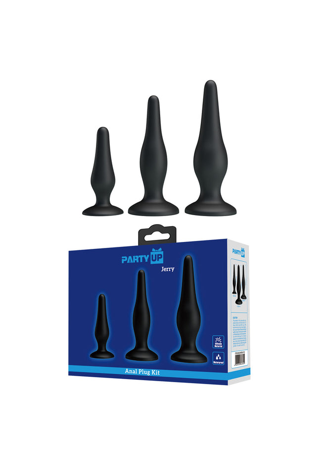 Party Up JERRY Butt Plug Set - Black Butt Plugs - Set of 3 Sizes