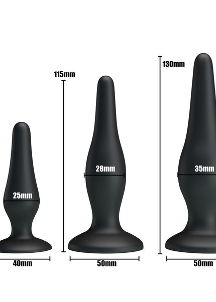 Party Up JERRY Butt Plug Set - Black Butt Plugs - Set of 3 Sizes