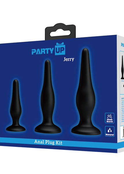 Party Up JERRY Butt Plug Set - Black Butt Plugs - Set of 3 Sizes