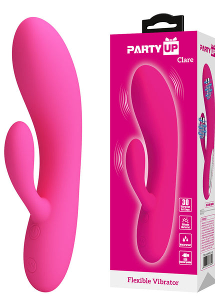 Party Up CLARE Flexible Vibe - Pink - Pink 16.9 cm USB Rechargeable Rabbit Vibrator