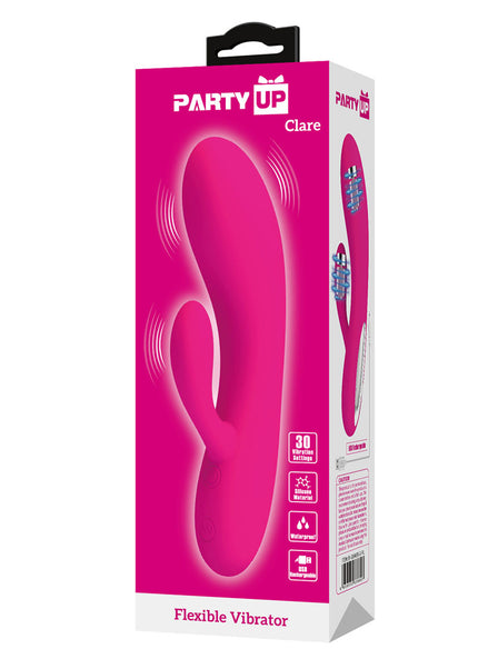 Party Up CLARE Flexible Vibe - Pink - Pink 16.9 cm USB Rechargeable Rabbit Vibrator